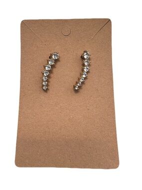 Silver Crystal Ear Climbers Earrings